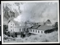 The 'new' wing at the second Hermitage, Aoraki Mount Cook, on fire