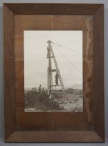 Erecting the power line across the Pareora Roiver Bed 1926
