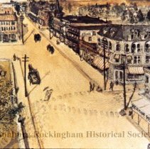 Drawing of Main St. at Courthouse, Harrisonburg, VA