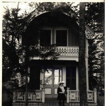 Girl outside house