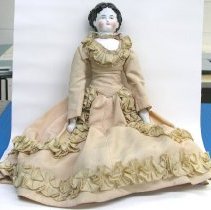 Doll with china head, arms and legs, c.1880