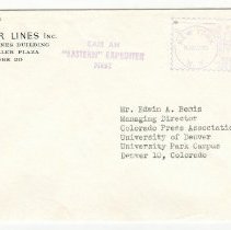 Envelope, Eastern Airlines to Edwin Bemis, 1945