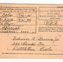 Ration book, Edwin Bemis, 1945