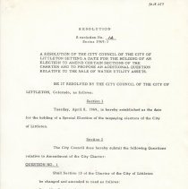 Resolution suggesting amendments to City Charter; April 8, 1969
