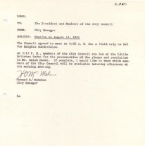 Memorandum regarding meeting and presentation by City Council; 1962
