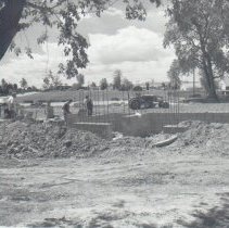 Construction of Solar III, sculpture by Edgar Britton, Gallup Park flower g