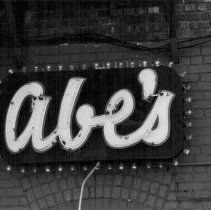 Abe's Cafe sign on back of Coors building, 2489 W. Main St., March, 1971
