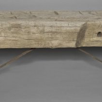 Log bench made from log from John McBroom's cabin; c.1858