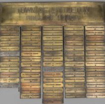 Plaque listing names of men who served in WWI; c.1918