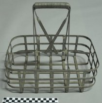 Metal milk bottle carrier with six bottle capacity; c.1950