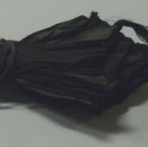 Black cloth parasol with black painted wooden handle.