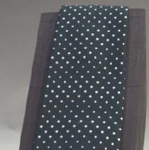 Necktie; polyester/silk blend, green with white dots, Dior on front; c.1940