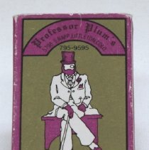 Matchbox; from Professor Plum's and Pistachio's Restaurants; c.1980.