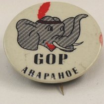 Campaign button; button for the GOP of Arapahoe County; c.1960.