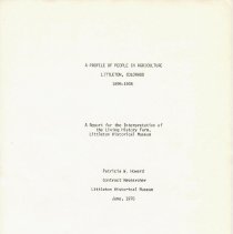 Manuscript; A Profile of People in Agriculture by Patricia W. Howard; 1978