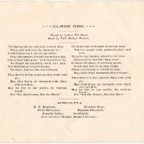 Last page of commencement program, Class of 1900; May 31, 1900.