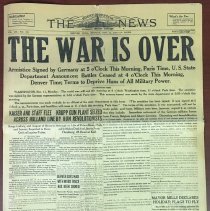 The Rocky Mountain News declaring end of World War I; November 11, 1918.