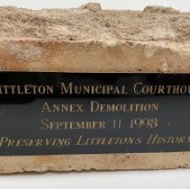 Detail; Littleton Municipal Courthouse Brick; 1904-1998.