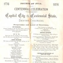 Fourth of July, Centennial Celebration; Denver, CO; 1876.