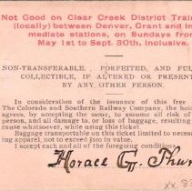 Back of Colorado & Southern Railway pass; 1900.