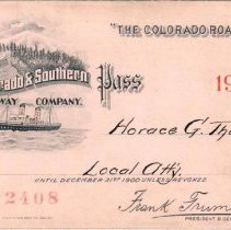 Colorado & Southern Railway pass; 1900.
