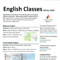 Document for English classes at Littleton Immigrant Resources Center; 2020.