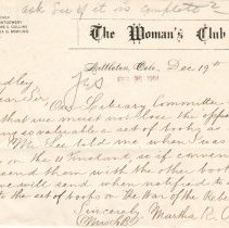 Letter from The Woman's Club regarding obtaining books; February 23, 1904.