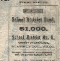 School District Bond for Littleton School District No. 6; 1883.