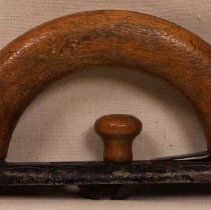 Removable wooden handle for sadiron.