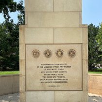WWII Memorial, Littleton, dedication text, 2021