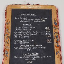 Recto of slate menu from the Country Kitchen; unknown date.