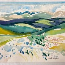 rita derjue watercolor depicting moutain valley