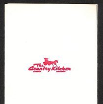 Country Kitchen menu; unknown date.