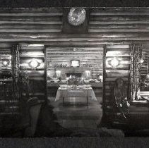 Postcard black and white interior image of The County Kitchen; unknown date