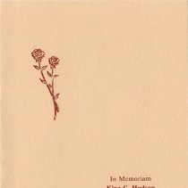 Devotional card for passing of King C. Hudson; 1984.