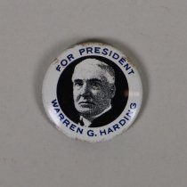 Reproduction Warren G. Harding presidential campaign button; 1968.