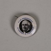 Reproduction Warren G. Harding presidential campaign button; 1972.