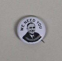 Reproduction Franklin D. Roosevelt presidential campaign button; 1972.