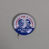 Reproduction Goldwater and Miller presidential campaign button; 1972.