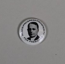 Reproduction James M. Cox presidential campaign button; 1968.
