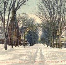 Christ Church and High Street in Midwinter, Ballston Spa., NY
