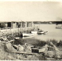 Scallop shucker on wharf