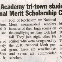 Two Falmouth Academy tri-town students recognized by National Merit Scholarship Committee
