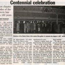Centennial celebration - Marion chapter or Order of the Eastern Star marks 100 years