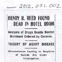 Henry R. Reed Found Dead in Hotel Room