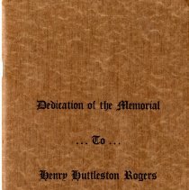 Dedication of the Memorial To Henry Huttleston Rogers