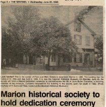 Marion historical society to hold dedication ceremony