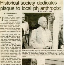 Historical society dedicates plaque to local philanthropist