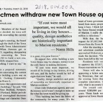 Selectmen withdraw new Town House option