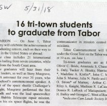 16 tri-town students to graduate from Tabor